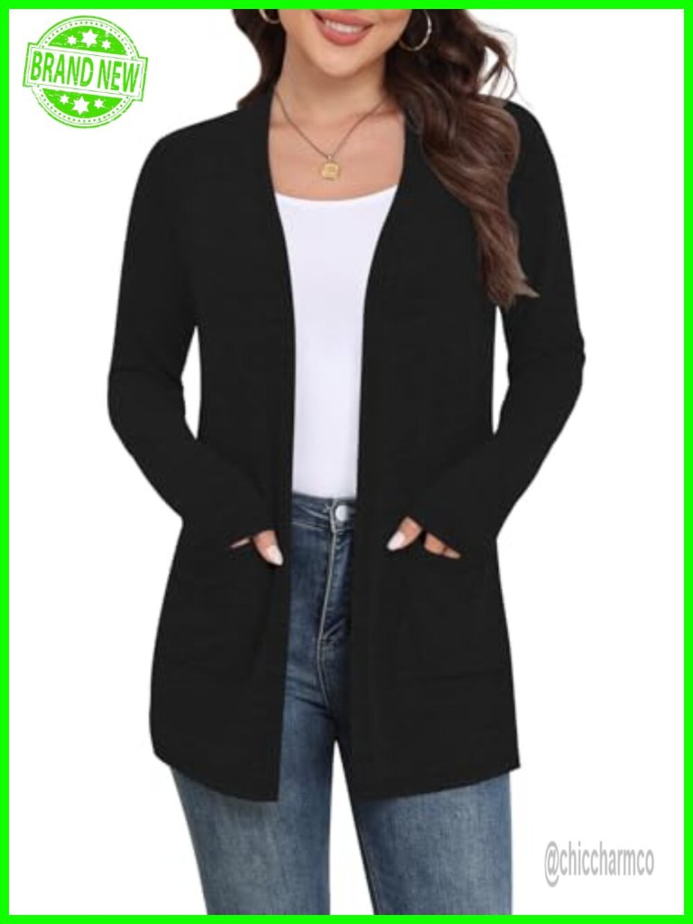 Women Lightweight Open Front Cardigan Long Sleeve Pockets S-3XL